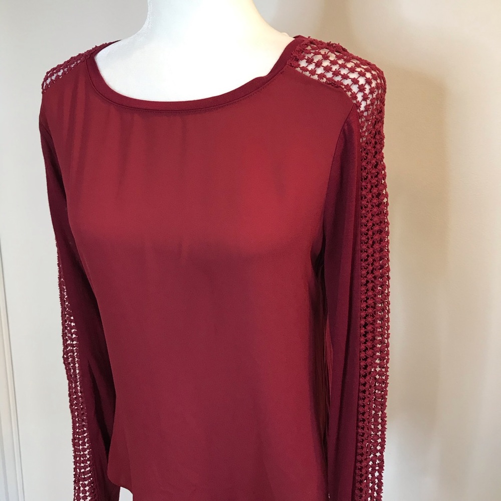 NEW Ann Taylor LOFT Red Long Sleeve Shirt Knit S - Picture 2 of 6